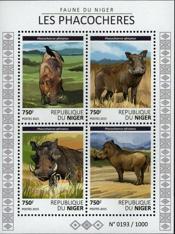 Warthogs Stamp Phacochoerus Africanus Wild Animal S/S MNH #3811-3814