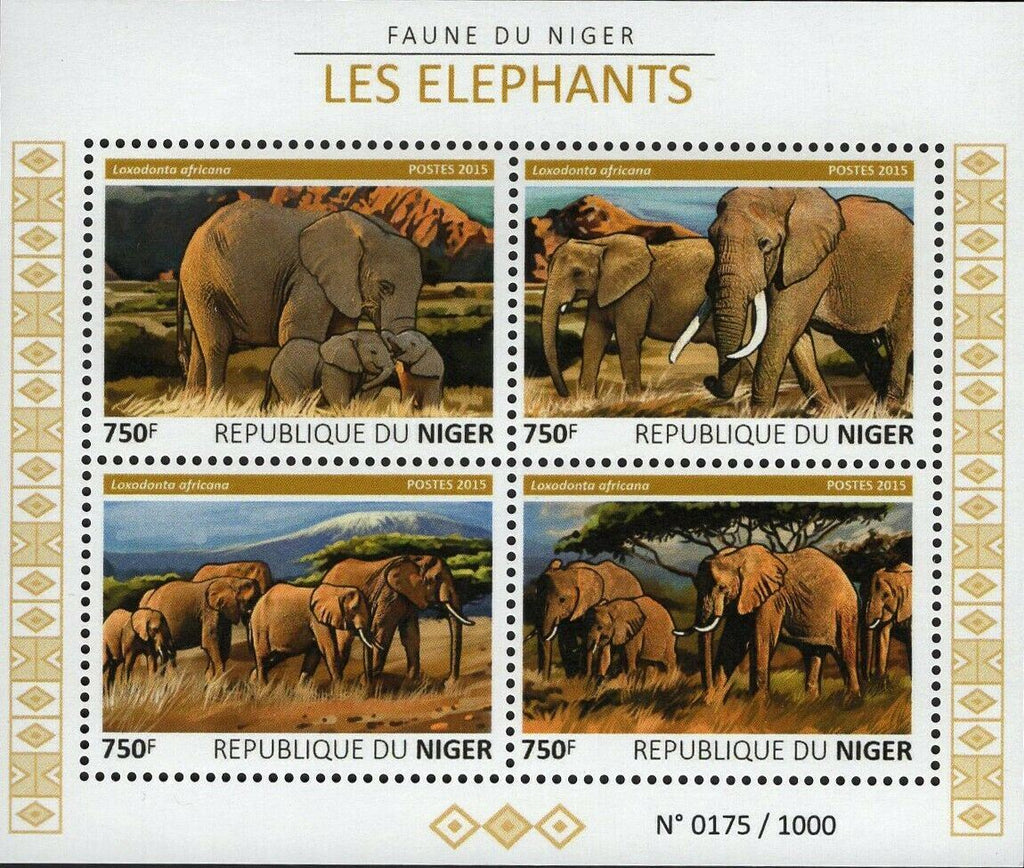 Elephants Stamp Loxodonta Africana Wild Animal Souvenir Sheet MNH #3803-3806