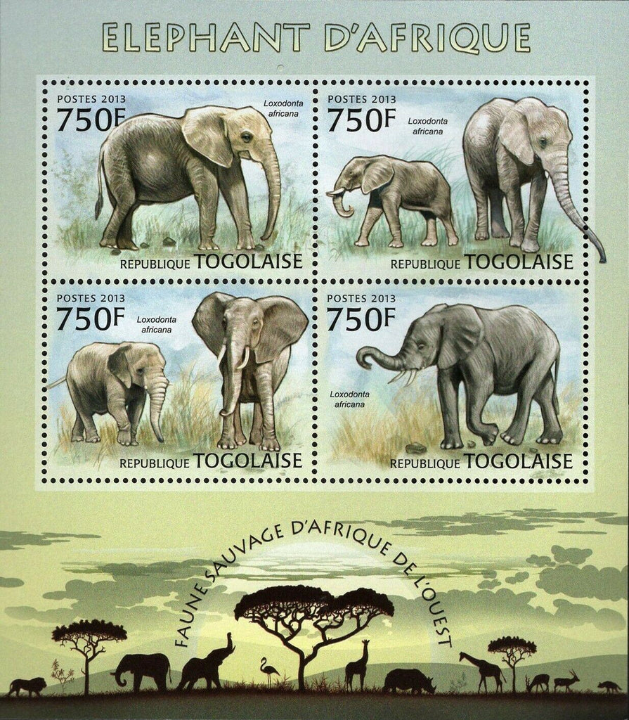 Elephants of Africa Stamp Loxodonta Africana Souvenir Sheet MNH #4846-4849