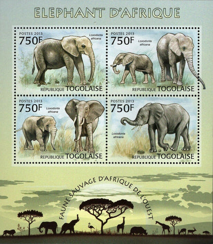Elephants of Africa Stamp Loxodonta Africana Souvenir Sheet MNH #4846-4849