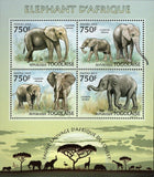 Elephants of Africa Stamp Loxodonta Africana Souvenir Sheet MNH #4846-4849