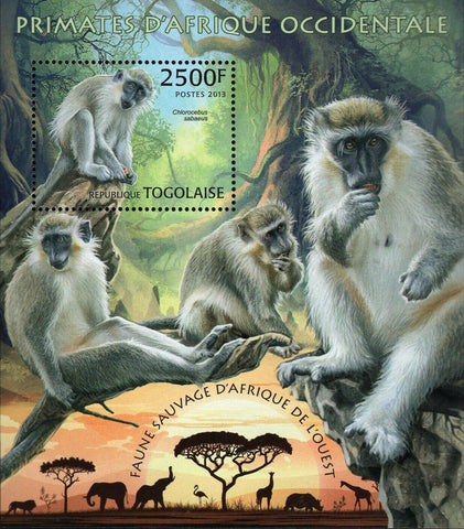 Primates of West Africa Stamp Chlorocebus Sabaeus S/S MNH #4895 / Bl.797