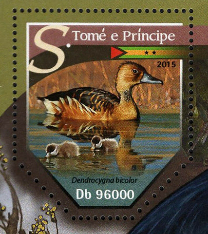 Birds of St. Tome Stamp Dendrocygna Bicolor Ardea Cinerea S/S MNH #6414 / Bl.113