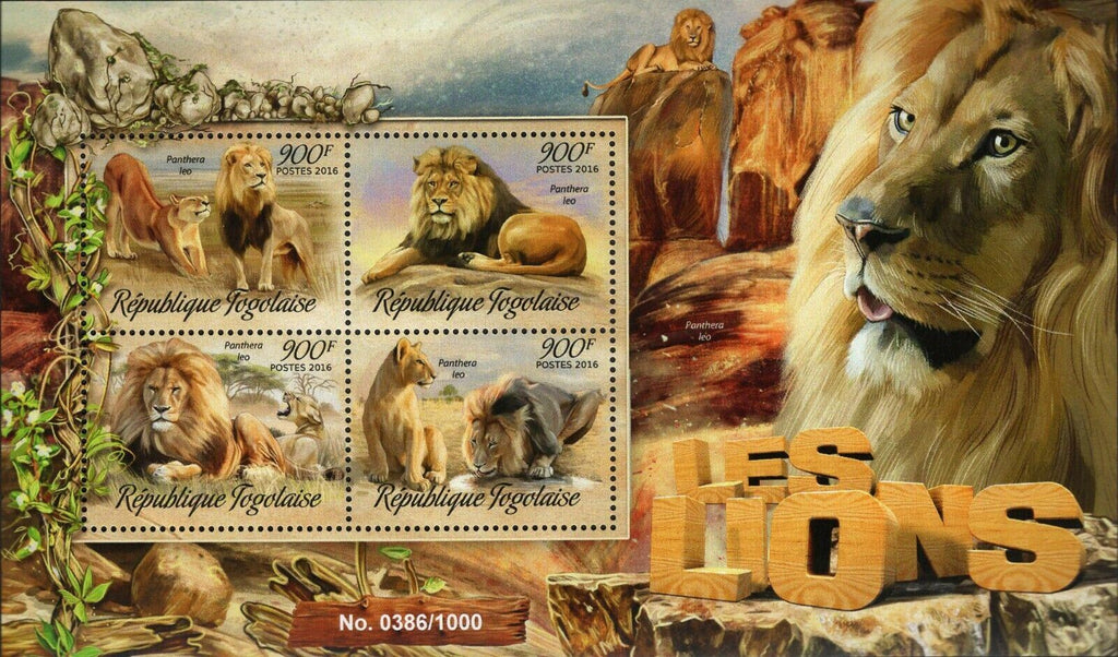 Lions Stamp Panthera Leo Wild Animal Souvenir Sheet MNH #7449-7452