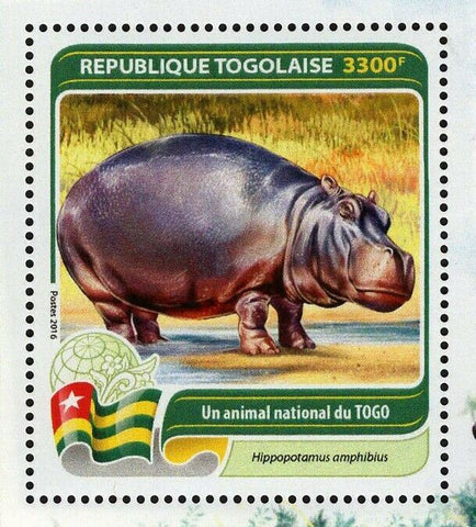 National Animal of Togo Hippopotamus Amphibius Souvenir Sheet MNH #7613 / Bl.133