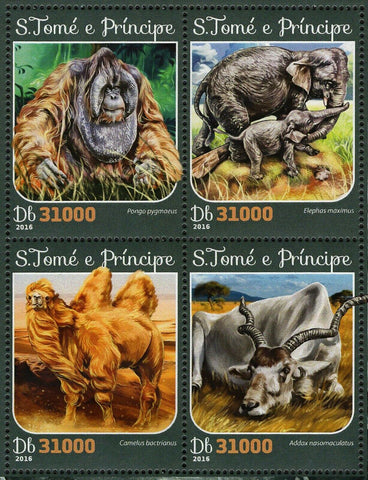 Endangered Animals Elephas Maximus Pongo Pygmaeus S/S MNH #6651-6654