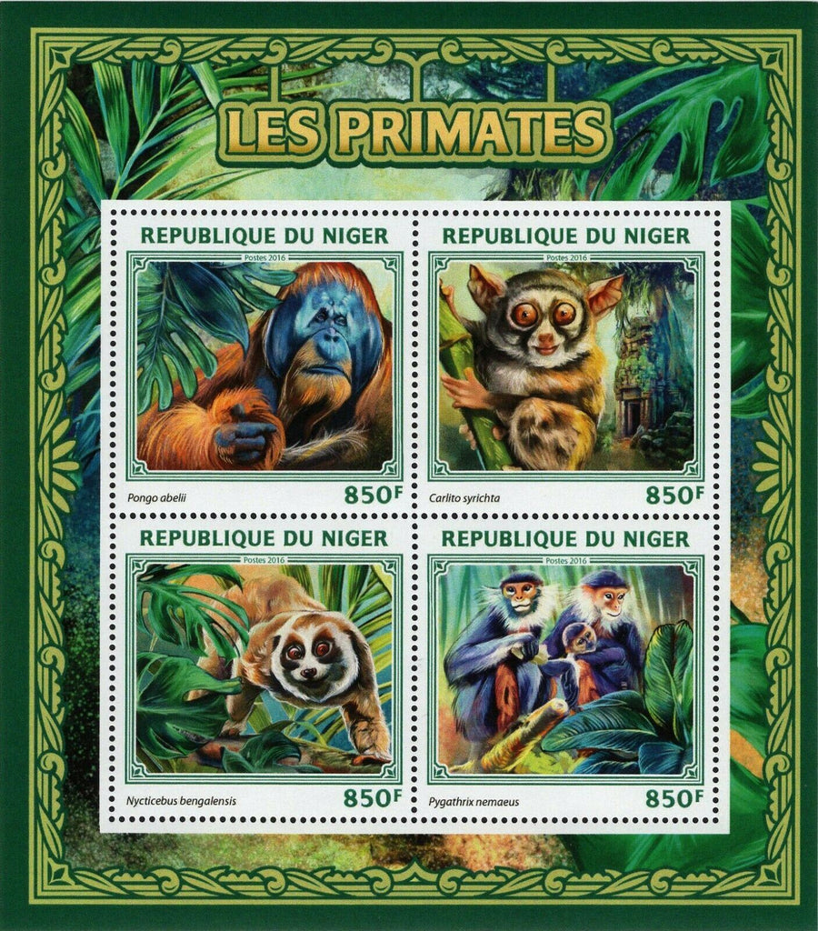 Primates Stamp Pongo Abelii Carlito Syrichta S/S MNH #4587-4590