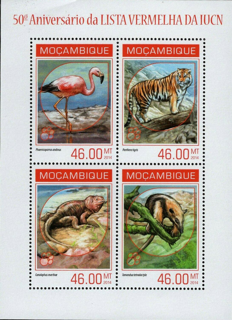 Animals in Red List Stamp Phoenicoparrus Andinus S/S MNH #7185-7188