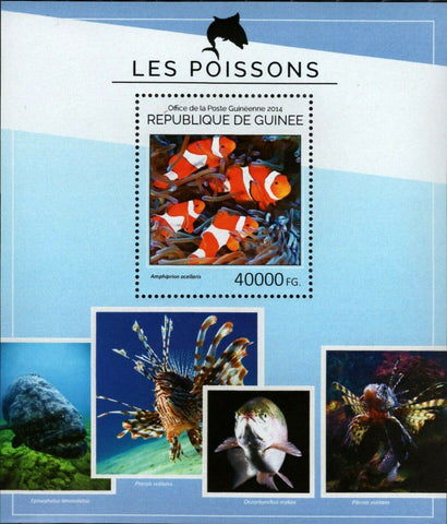 Fish Stamp Amphiprion Ocellaris Pterois Volitans S/S MNH #10681 / Bl.2431