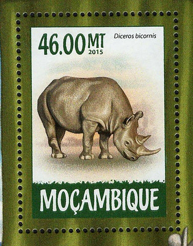 Black Rhinoceros Stamp Diceros Bicornis Souvenir Sheet MNH #7967