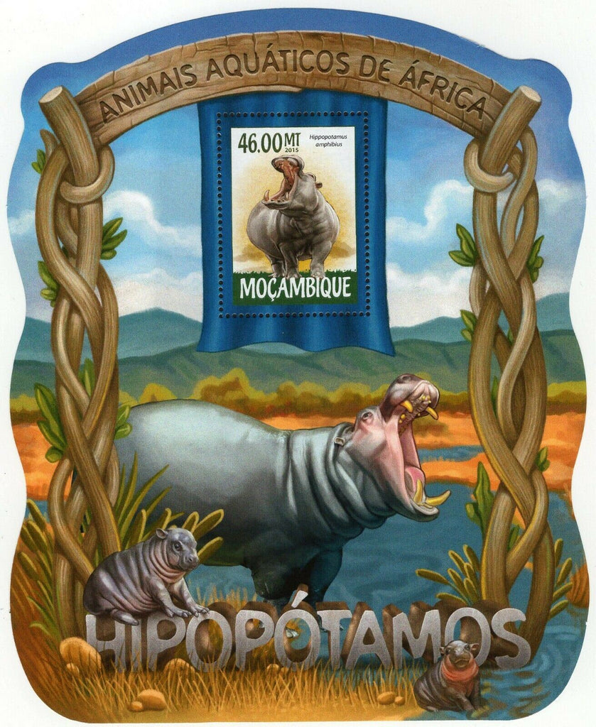 Hippopotamuses Stamp Hippopotamus Amphibius Souvenir Sheet MNH #7947