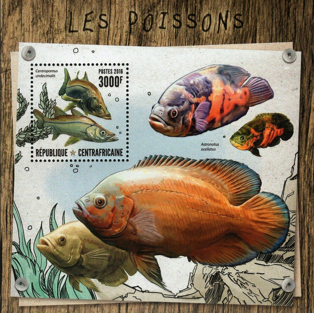 Fish Stamp Centropomus Undecimalis Astronotus Ocellatus S/S MNH #6589 / Bl.1539