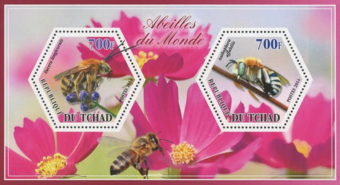 Bee Insect Eucera Enthophora Souvenir Sheet of 2 Stamps Mint NH