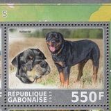 Gabon Dogs Stamp Berger Boxer Rottweiler Barzoi Chow Chow S/S of 6 MNH