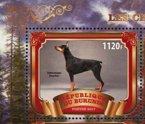 Dog Tibet Doberman Terrier Mastiff Forest Animal Souvenir Sheet of 4 Stamps MNH