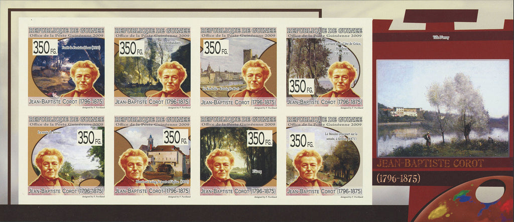 Jean Baptiste Corot, Art, Painting, Imperforated Souvenir Sheet Mint NH
