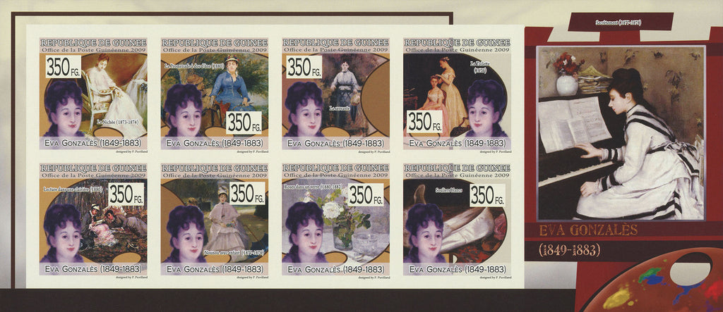 Eva Gonzalès, Art, Painter, Imperforated Souvenir Sheet Mint NH.