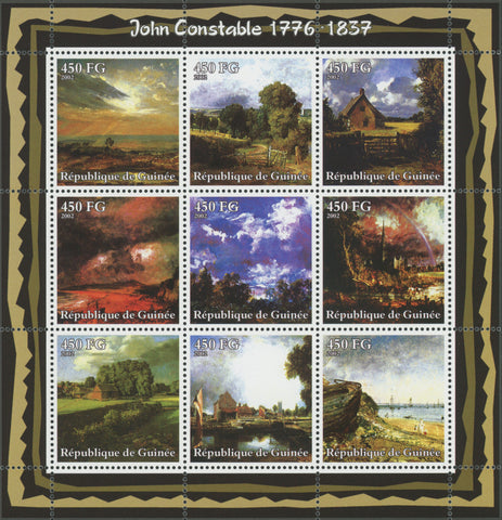 John Constable, Art, Paintings, Souvenir Sheet of 9 stamps, Mint NH.