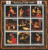 Rembrandt, Art, Painting, Souvenir Sheet of 9 stamps, Mint NH.