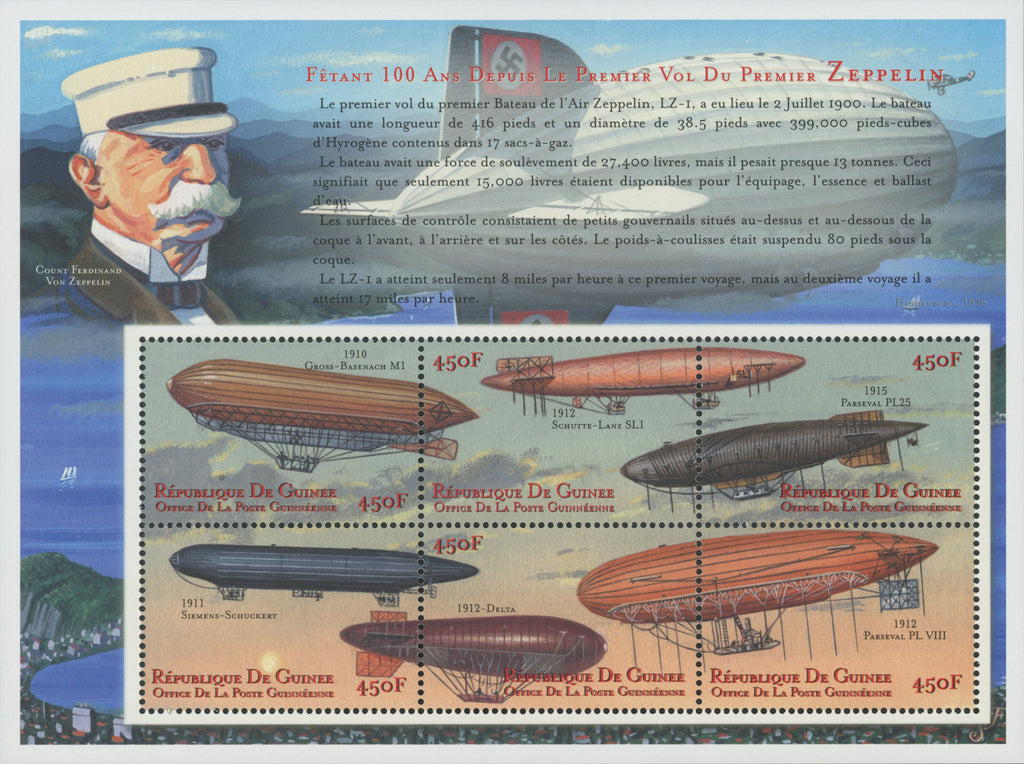 Zeppelin, Transportation, Souvenir Sheet of 6 stamps, Mint NH.