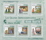 Painting, Art, Impressionism, Henry Martin, Souvenir Sheet of 6 stamps MNH