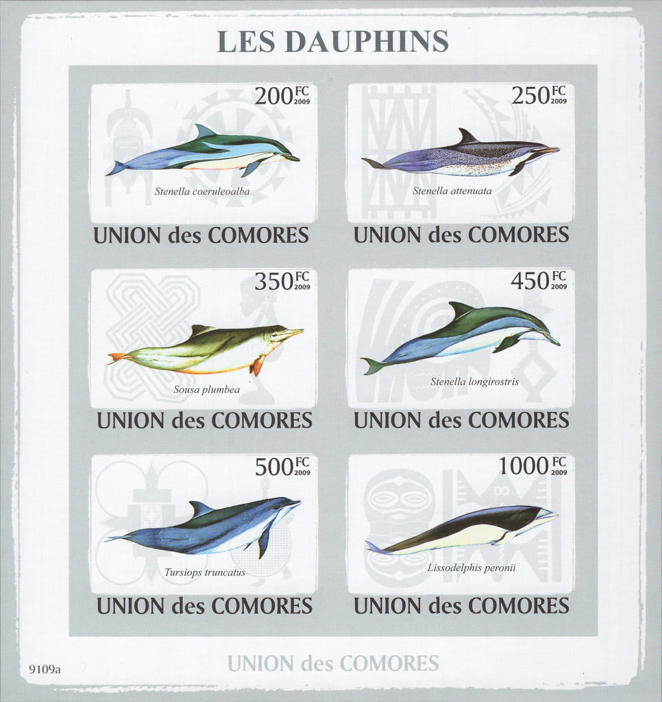 Dolphins Nature imperforate Block Souvenir of 6 stamps Mint NH