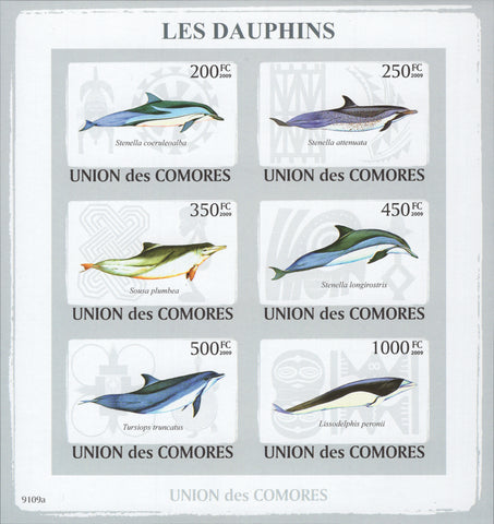 Dolphins Nature imperforate Block Souvenir of 6 stamps Mint NH