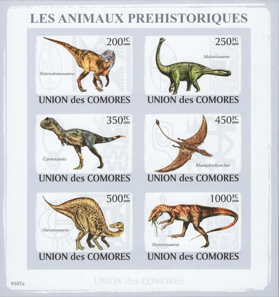 Prehistoric animals Block Souvenir of 6 Stamps Mint NH