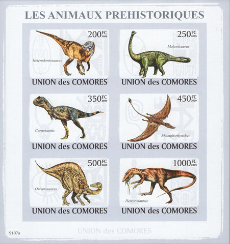 Prehistoric animals Block Souvenir of 6 Stamps Mint NH