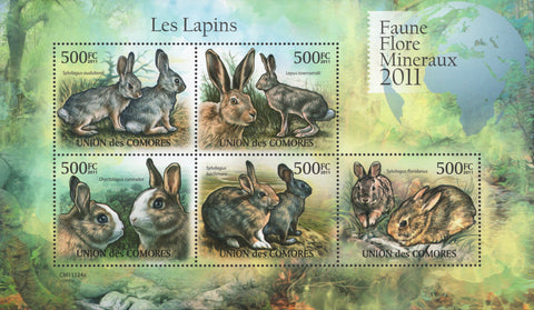 Fauna Rabbits Trees Nature Planet Earth Souvenir Sheet of 5 Stamps MNH