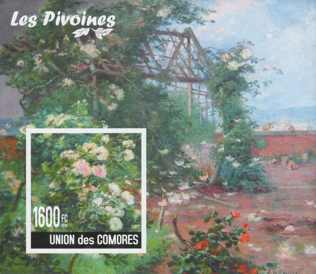 Peonies Flowers Plants Nature Imperforated Souvenir Sheet MNH