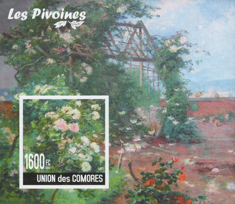 Peonies Flowers Plants Nature Imperforated Souvenir Sheet MNH