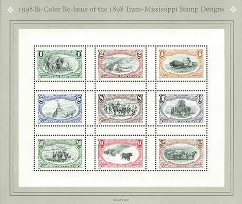 USA Stamps 1998 Bi-Color Re-issue of 1898 Trans-Mississippi Stamp Design MNH