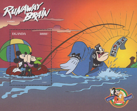 Runaway Stamp Disney Cartoon Brain Beach Mickey Minnie Souvenir Sheet MNH
