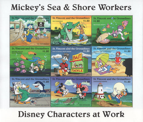 Mickey's Sea & Shore Workers Boat Shark Fish Souv. of 8 MNH