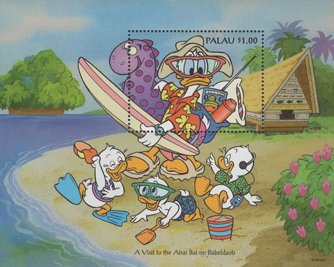 Disney Donald in Airai Bai Babeldaob Beach Historical ocean tree Souv. MNH