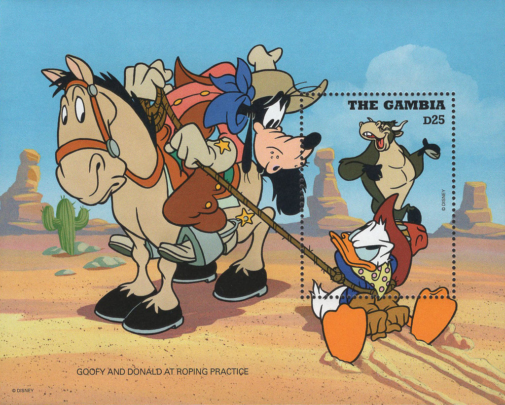 Goofy And Donald At Roping Practice Souvenir Sheet Mint NH