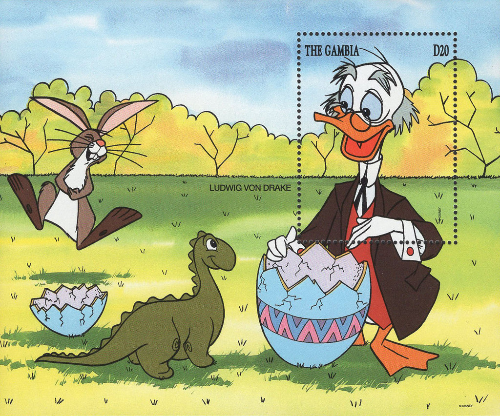 Ludwin Von Drake Disney Rabbit Dinosaur Souvenir Sheet MNH