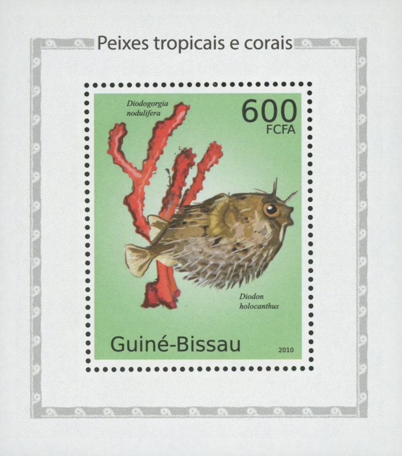 Fish Stamp Corals Long-spine Porcupinefish Mini Sov. Sheet Stamp MNH