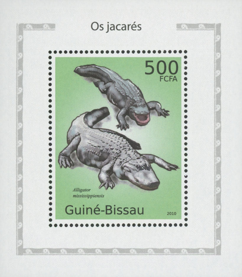 Alligators Stamp Reptile Mississippiensis Miniature Sov. Sheet MNH
