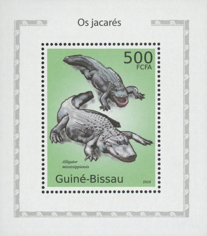 Alligators Stamp Reptile Mississippiensis Miniature Sov. Sheet MNH
