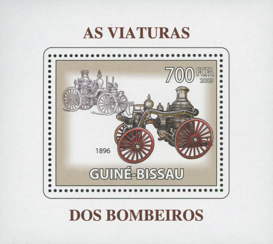 Firemen's Vehicles 1896 Mini Souvenir Sheet Transportation Stamp MNH