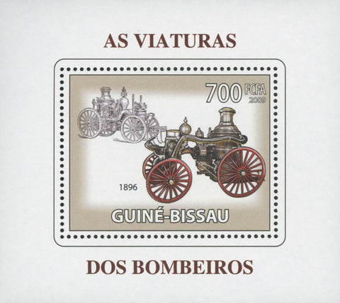 Firemen's Vehicles 1896 Mini Souvenir Sheet Transportation Stamp MNH