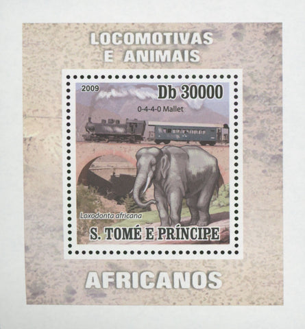 Locomotives and Animals Elephant Mini Sov. Sheet MNH