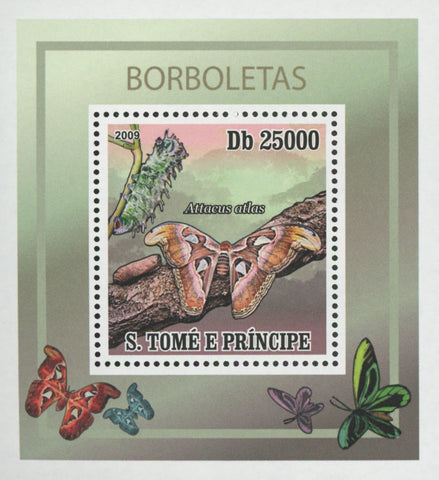 Butterflies Attacus Atlas Pink Mini Sov. Sheet MNH