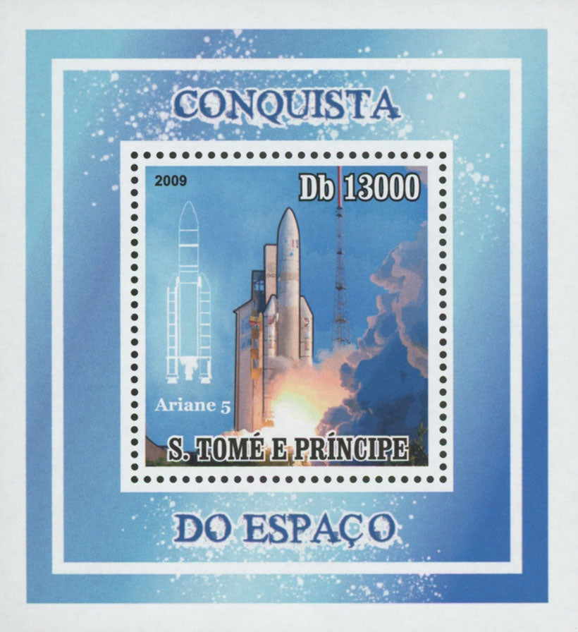 Space Conquer Ariane 5 Mini Sov. Sheet MNH