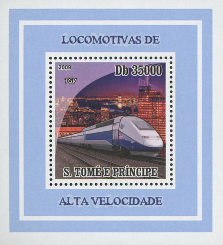 High Speed Locomotive TGV Mini Sov. Sheet MNH