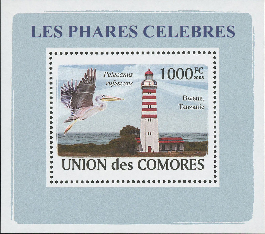Famous Lighthouses Seagull Pelican Bwene Mini Sov. Sheet MNH