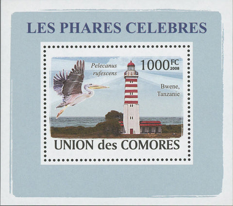 Famous Lighthouses Seagull Pelican Bwene Mini Sov. Sheet MNH
