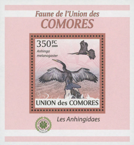 Bird Stamp Darter Snakebirds Anhinga Melanogaster Mini Souvenir Sheet MNH